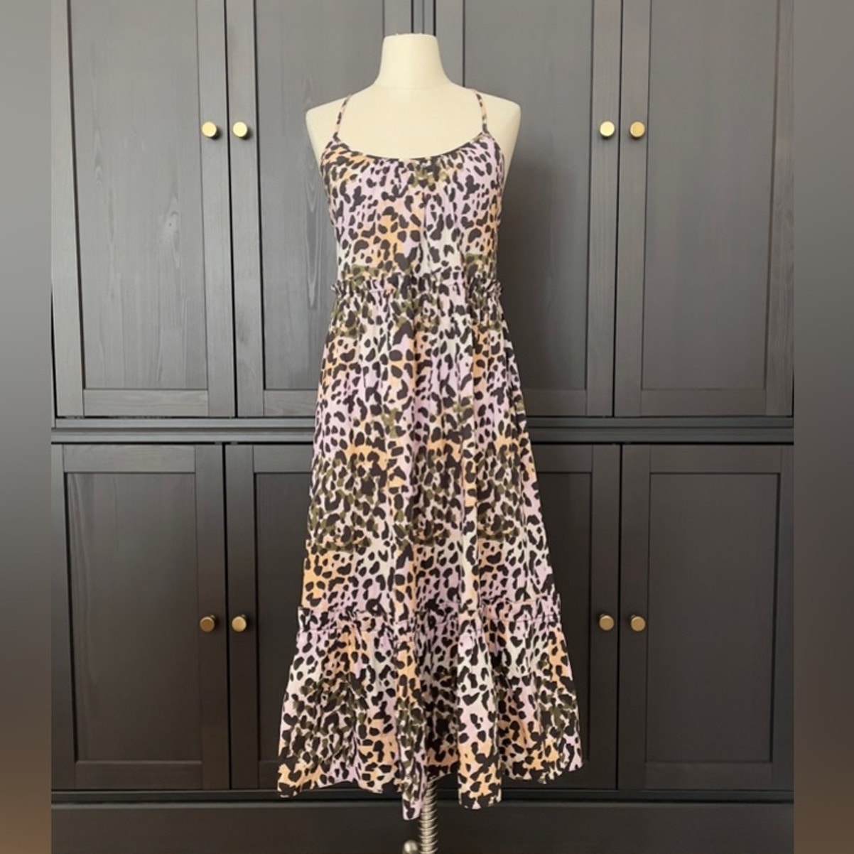 Veronica Beard Ayesha Midi Animal Cheetah Print Tiered Dress Size Small